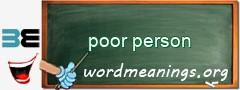 WordMeaning blackboard for poor person